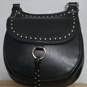 ZARA, Black Leather Studded Shoulder Bag